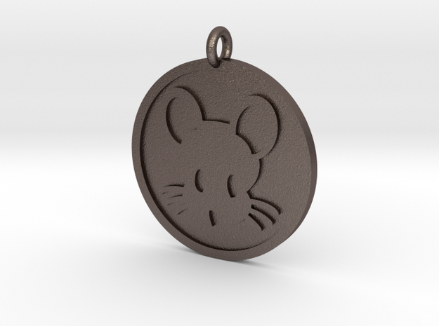 Mouse Pendant in Polished Bronzed Silver Steel