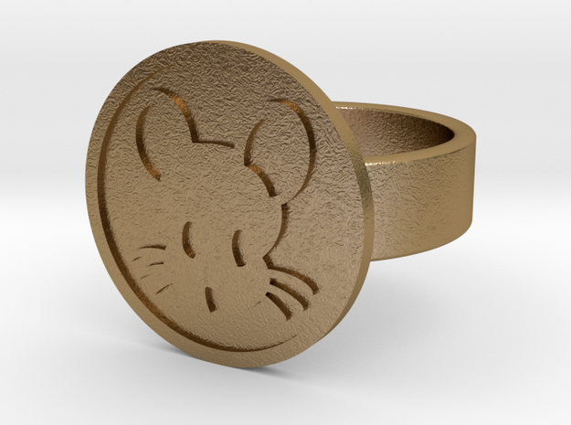 Mouse Ring in Polished Gold Steel: 10 / 61.5
