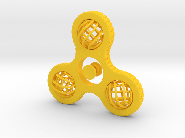 Fidget Spinner Globe in Yellow Processed Versatile Plastic