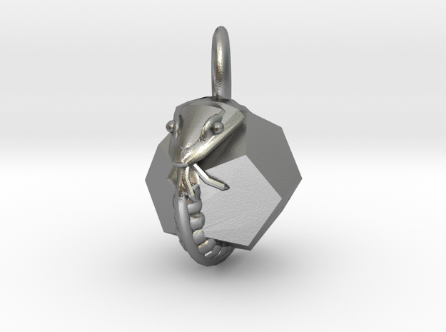 Dodecahedron Snake Pendant mini in Natural Silver