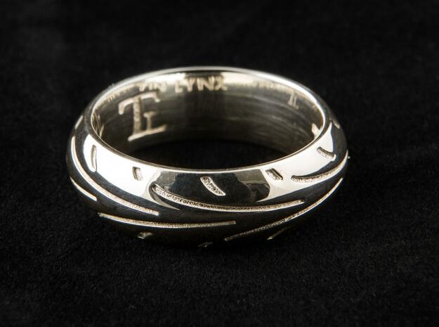 Motorcycle Tire Ring in Fine Detail Polished Silver: 10.5 / 62.75
