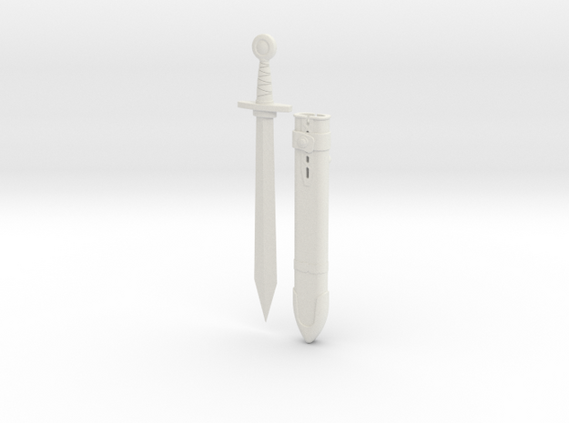 "BotW" Sword and Scabbard Set in White Natural Versatile Plastic: 1:12