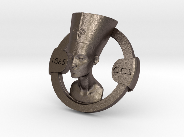 Nefertiti belt buckle Ornament in Polished Bronzed Silver Steel