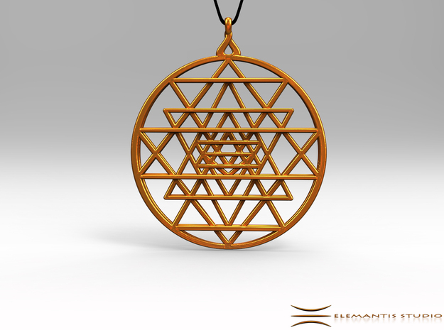 2.5D Sri-Yantra  6.3cm (All Metals) in Polished Gold Steel