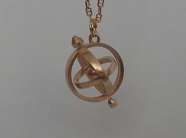 Armillary Pendant in Natural Brass