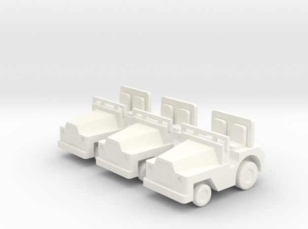 1/87 Scale SM340 Tow Tractors - 3 in White Processed Versatile Plastic