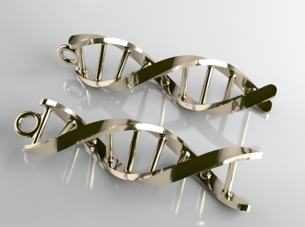 DNA Earrings in Polished Brass