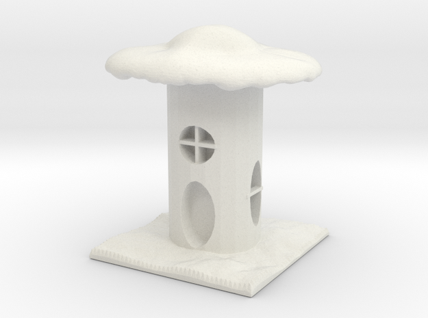 Mushroom House Rook in White Natural Versatile Plastic