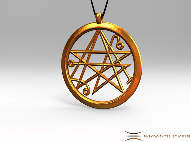 Sigil of the Gates Pendant 6.5cm in Natural Brass