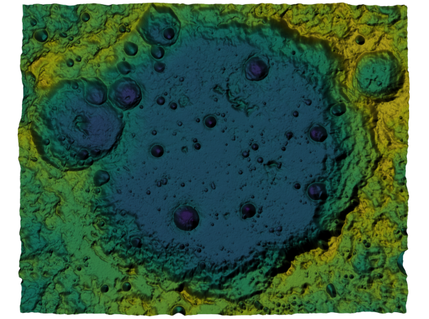 Moon Map: Large Crater, Viridis in Full Color Sandstone