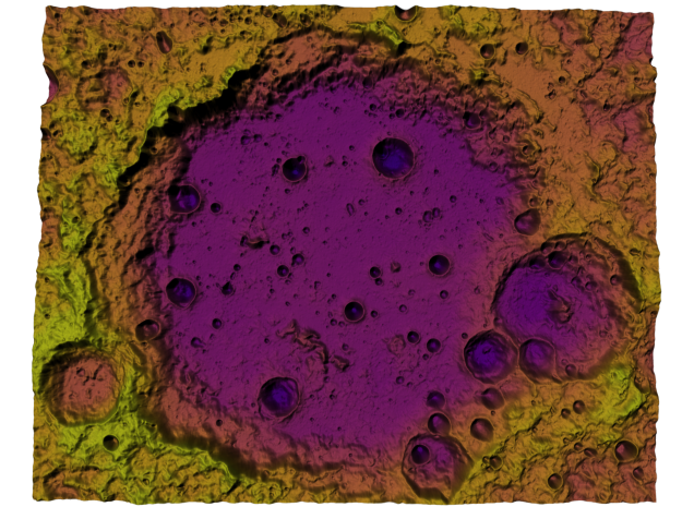 Moon Map:  Large Crater, Plasma in Full Color Sandstone