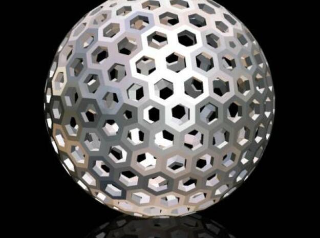 Geodesic Golf Ball (A) in Polished Gold Steel