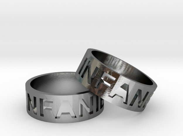 Craved Text Ring Pair in Polished Silver