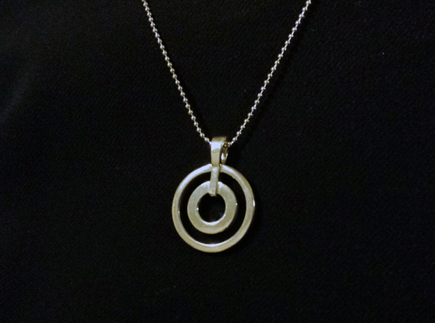 Dual Ring Necklace in Fine Detail Polished Silver