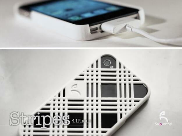 Stripes - case for iPhone 4/4s in White Processed Versatile Plastic