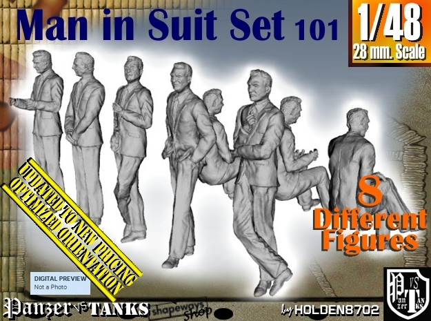 1/48 Man In Suit Set101 in Smooth Fine Detail Plastic