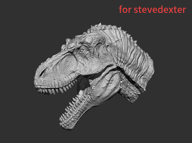 Tyrannosaurus Head & Neck (5.81cm) for stevedexter in White Natural Versatile Plastic