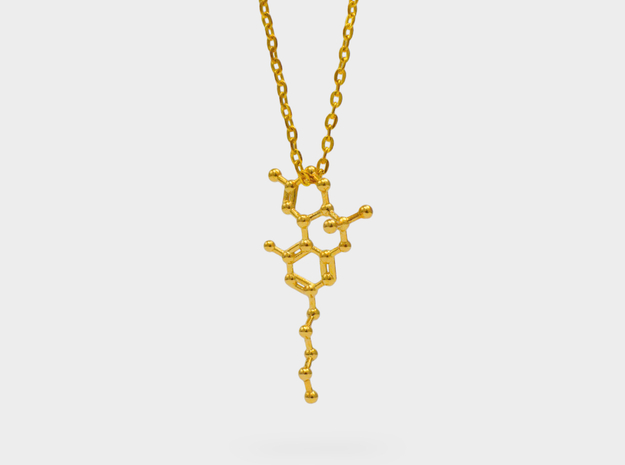 THC Molecule Necklace in 18k Gold Plated Brass