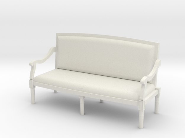 1:48 Louis XVI Sofa Settee with Curved Back in White Natural Versatile Plastic