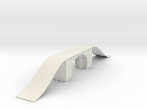 Arch Bridge Double With Road N Scale in White Natural Versatile Plastic