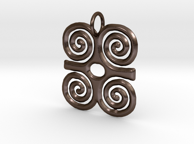 Adinkra-Strength Pendant (small) in Polished Bronze Steel