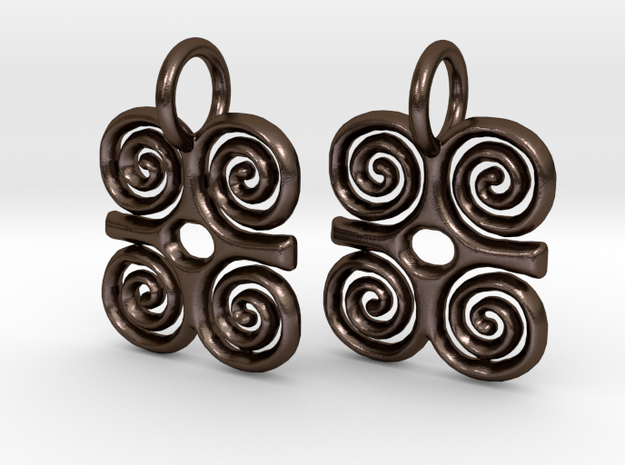 Adinkra-StrengthCharms (pair) in Polished Bronze Steel