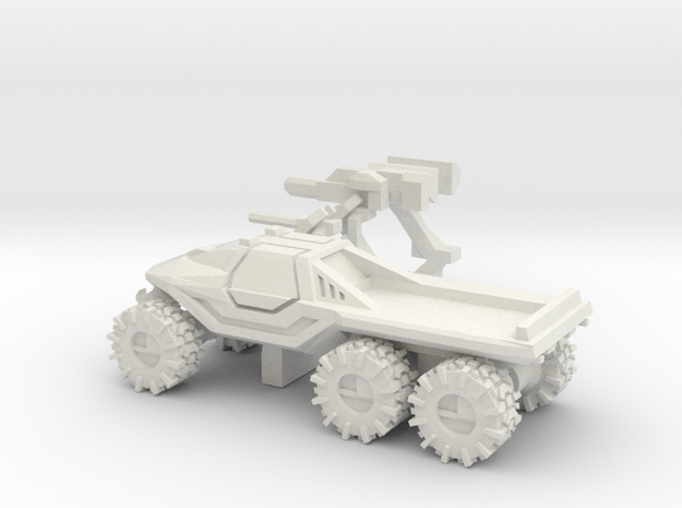 All-Terrain Vehicle 6x6 closed cab with weapons in White Natural Versatile Plastic