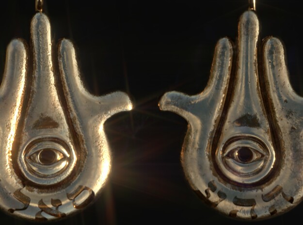 Modern Hamsa Earrings in 14k Rose Gold Plated Brass