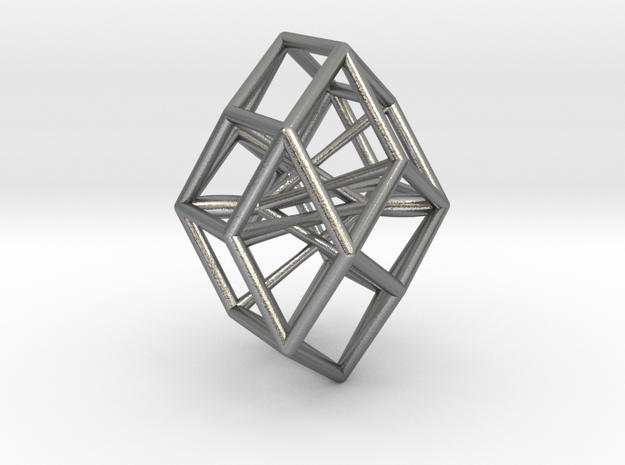 Rhombic Icosahedron Pendant in Natural Silver