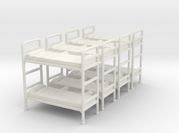 Bunk Bed 01. O Scale (1:48) in White Natural Versatile Plastic