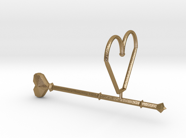Old Heart Wand Keychain/necklace Attachment in Polished Gold Steel