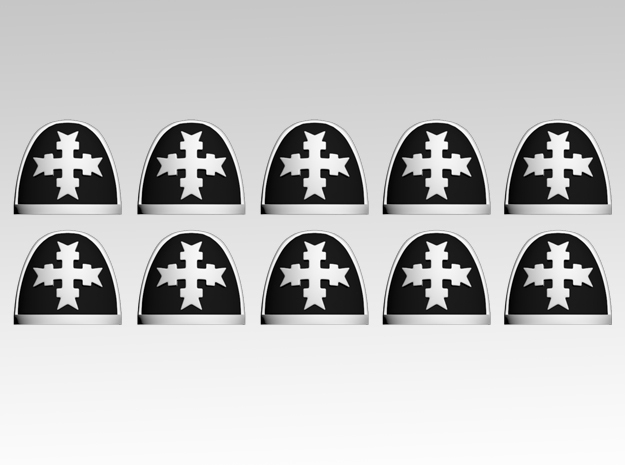 Templar Cross 4 V.7 Shoulder Pads x10 in Tan Fine Detail Plastic