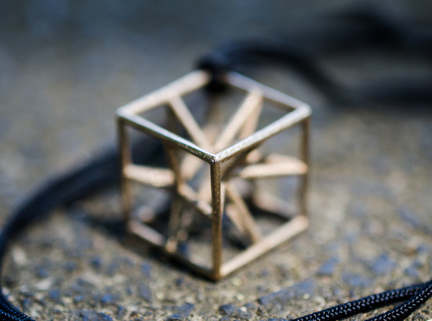 "starcube" pendant in Polished Bronzed Silver Steel