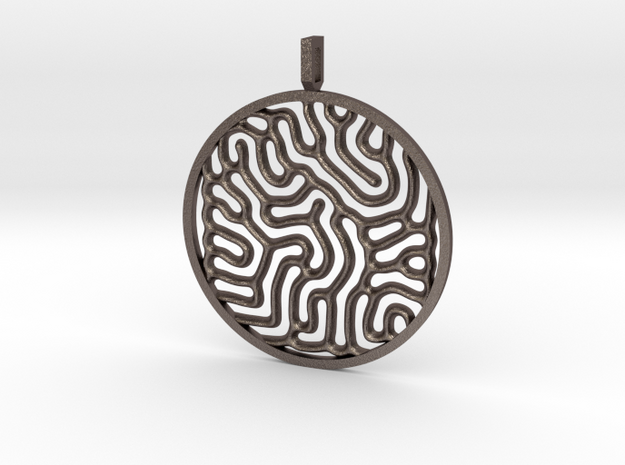 Gray Scott equations pendant in Polished Bronzed Silver Steel