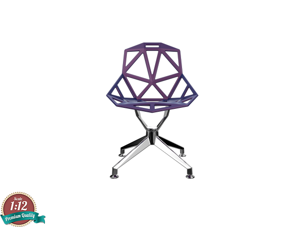 Miniature Chair One Four Star Base Chair  in White Natural Versatile Plastic: 1:12