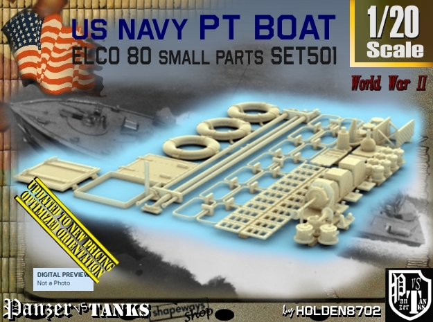 1/20 PT Boat Small Parts Set501 in Tan Fine Detail Plastic