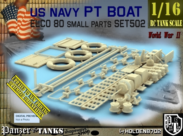 1/16 PT Boat Small Parts Set502 in Tan Fine Detail Plastic