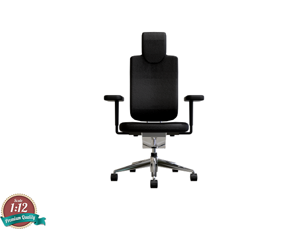 Miniature Headline Office Swivel Chair in White Natural Versatile Plastic: 1:12