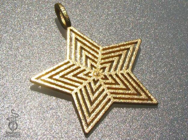 Star Pendant  'Radiant Star' in Polished Gold Steel