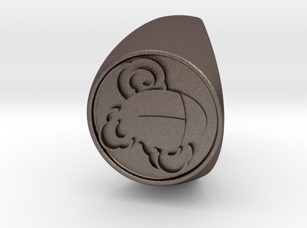Custom Signet Ring 55 in Polished Bronzed Silver Steel
