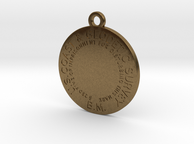 Benchmark Keychain - early flat type with no cente in Natural Bronze