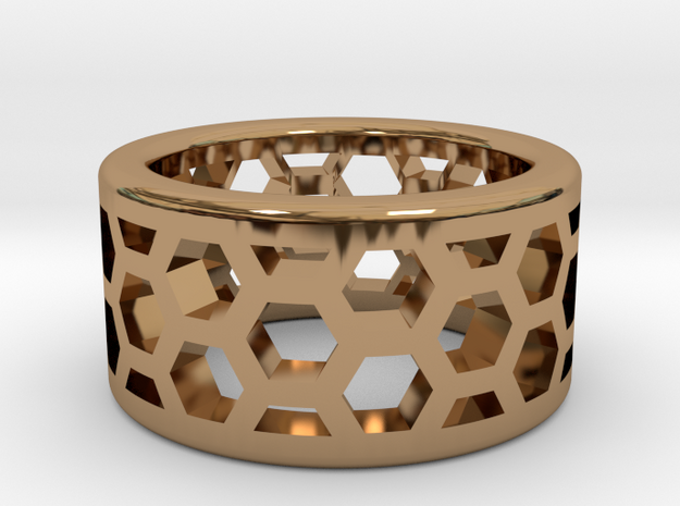 Straight Edge Honeycomb Ring Sizes 7 - 9.5 in Polished Brass: 7 / 54