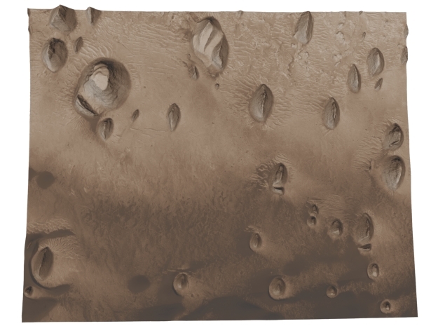 Mars Map: Small Buttes and Dunes in Sepia in Full Color Sandstone