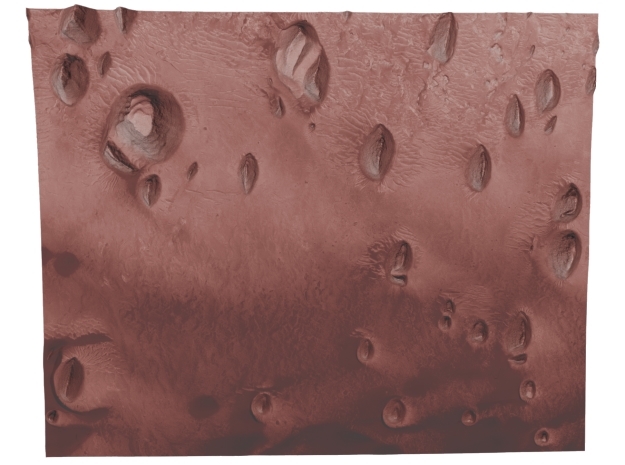 Mars Map: Small Buttes and Dunes in Light Red in Full Color Sandstone