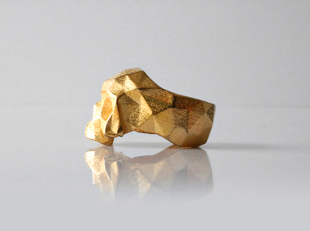 HAROW-SKULL-RING / Size - M in Polished Gold Steel
