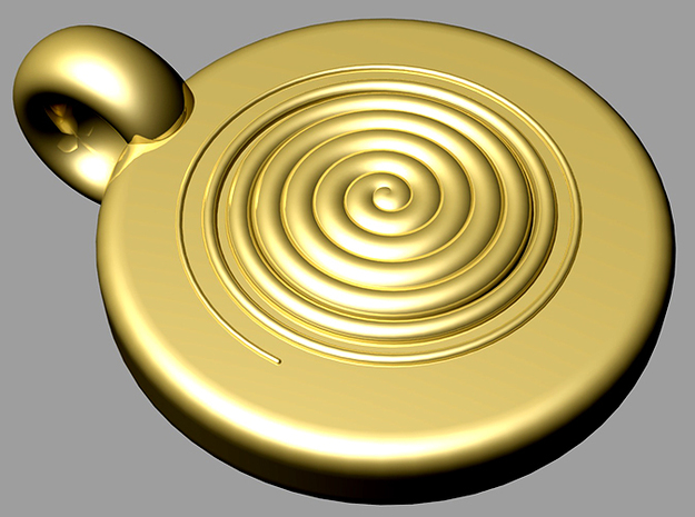 spiral pendant positive in Polished Brass