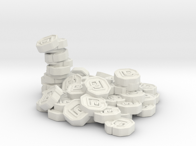 Pile of Shanix (1" diameter) in White Natural Versatile Plastic