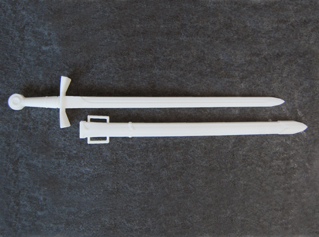 Crusader Sword Deluxe - 1:4 in White Natural Versatile Plastic