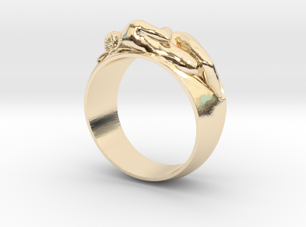 Ring Hugging Nude Couple in 14k Gold Plated Brass: 6 / 51.5