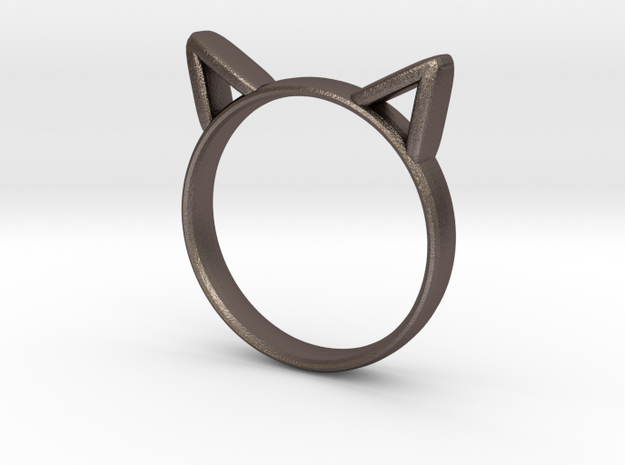 Cat Ears Ring in Polished Bronzed Silver Steel